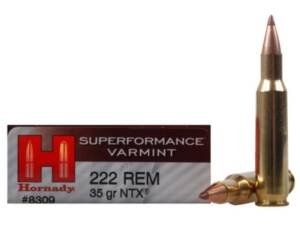 Hornady Superformance Varmint Ammunition 222 Remington 35 Grain NTX Lead-Free  500 rounds