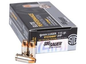 Sig Sauer Elite Performance Ammunition 9mm Luger 115 Grain V-Crown Jacketed Hollow Point