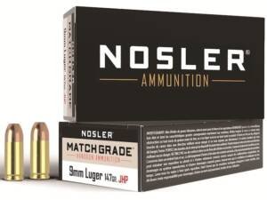 Nosler Match Grade Ammunition 9mm Luger 147 Grain Jacketed Hollow Point 1000 round