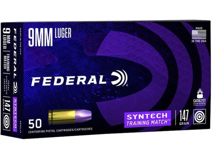 Federal Syntech Training Match Ammunition 9mm Luger 147 Grain Total Synthetic Jacket 1000 round