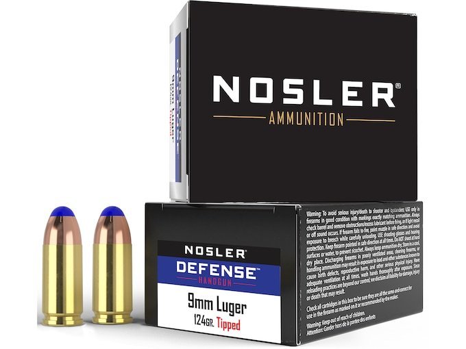 Nosler Defense Ammunition 9mm Luger +P 124 Grain Bonded Tipped 500 round