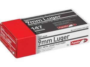 Aguila Ammunition 9mm Luger 147 Grain Full Metal Jacket Flat Nose