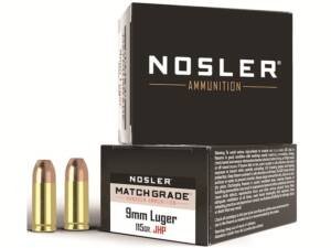 Nosler Match Grade Ammunition 9mm Luger 115 Grain Jacketed Hollow Point 500 round
