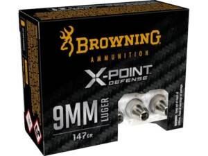 Browning X-Point Defense Ammunition 9mm Luger 147 Grain Jacketed Hollow Point 500 round