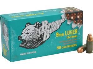 Brown Bear Ammunition 9mm Luger 115 Grain Full Metal Jacket Steel Case 1000 round