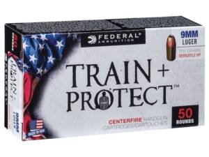 Federal Train + Protect Ammunition 9mm Luger 115 Grain Versatile Hollow Point 500 round