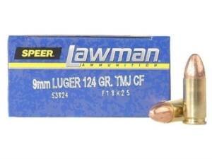 Speer Lawman Cleanfire Ammunition 9mm Luger 124 Grain Total Metal Jacket