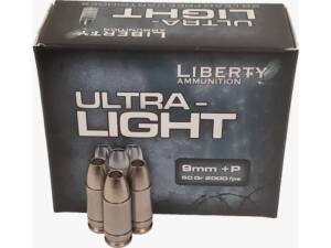 Liberty Ultra-Light Ammunition 9mm Luger +P 50 Grain Fragmenting Hollow Point Lead Free 500 round