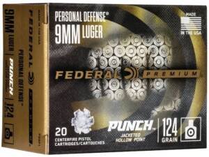 Federal Premium Personal Defense Punch Ammunition 9mm Luger 124 Grain Jacketed Hollow Point  500 round