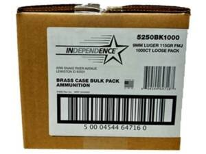 Independence Ammunition 9mm Luger 115 Grain Full Metal Jacket Bulk 1000 round