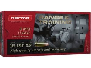 Norma Range & Training Ammunition 9mm Luger 115 Grain Full Metal Jacket 1000 round