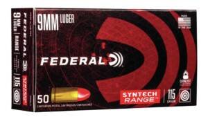Federal Premium Centerfire Handgun Ammunition 9mm Luger 115 grain Syntech Total Synthetic Jacket 500 rounds