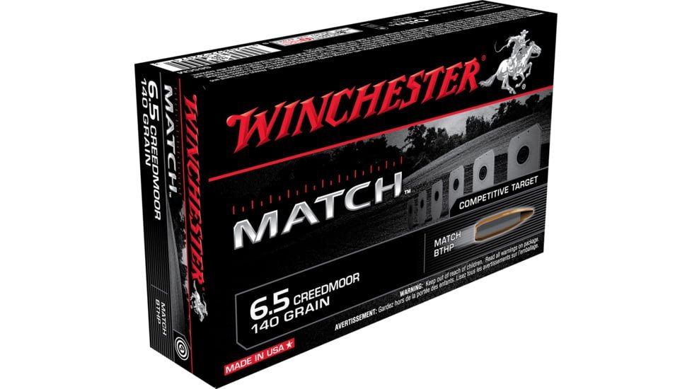 Winchester MATCH 6.5 Creedmoor 140 grain Boat Tail Hollow Point Centerfire Rifle Ammunition 500 ROUNDS