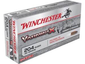 Winchester Varmint X 204 Ruger Ammo 32 Grain Polymer Tip Box of 20